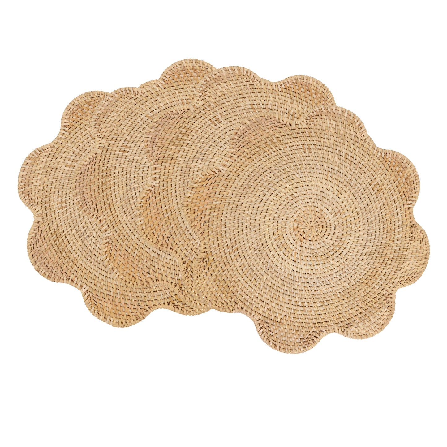 scalloped rattan round placemats natural rattan 15"