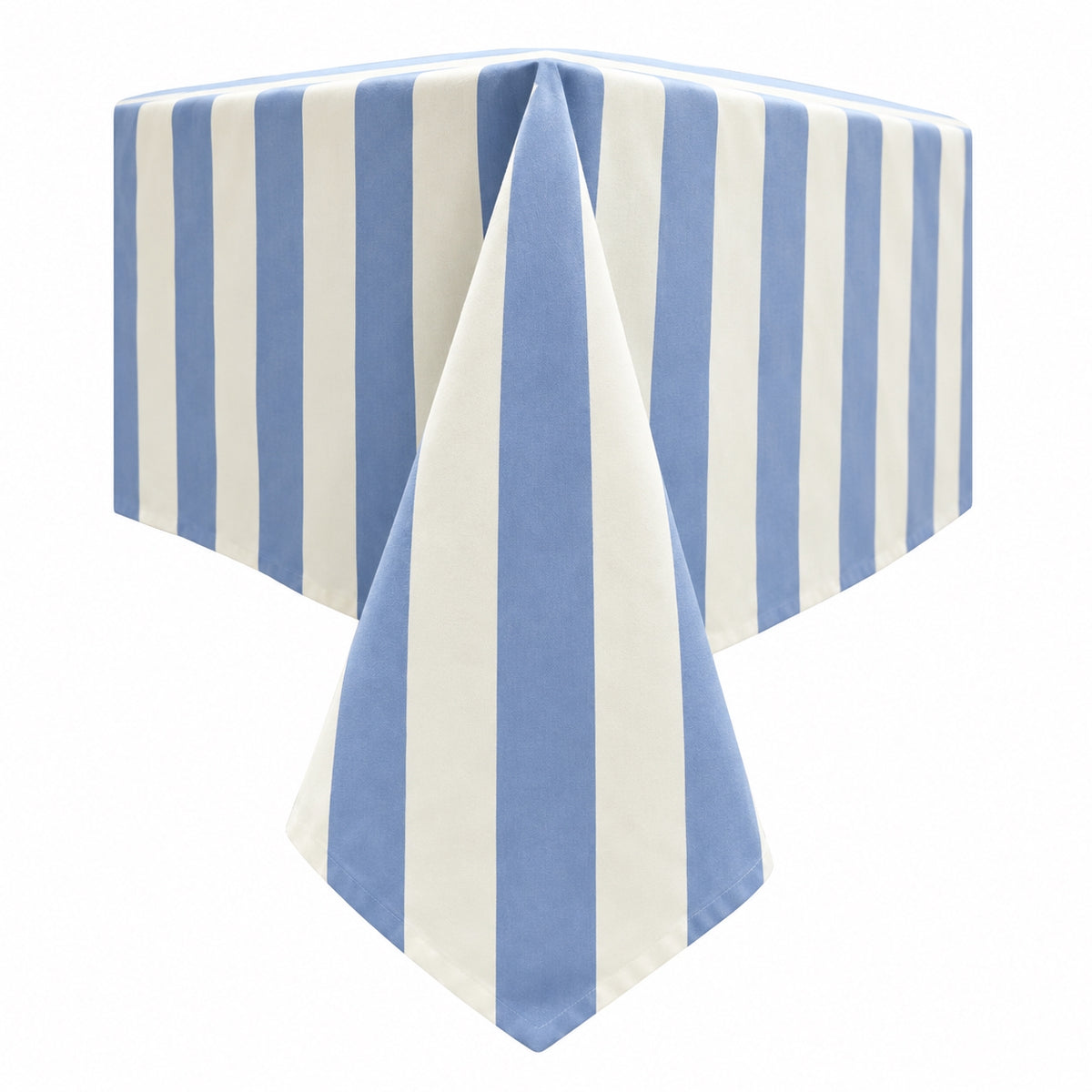cabana stripe cornflower blue printed rectangle tablecloths 70" x 90"