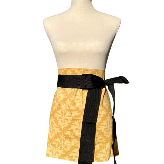 grand fleur gold yellow printed cloth cocktail aprons