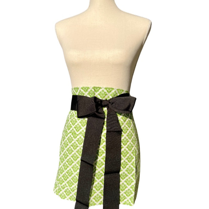 petit fleur-de-lis basil green printed cloth cocktail aprons