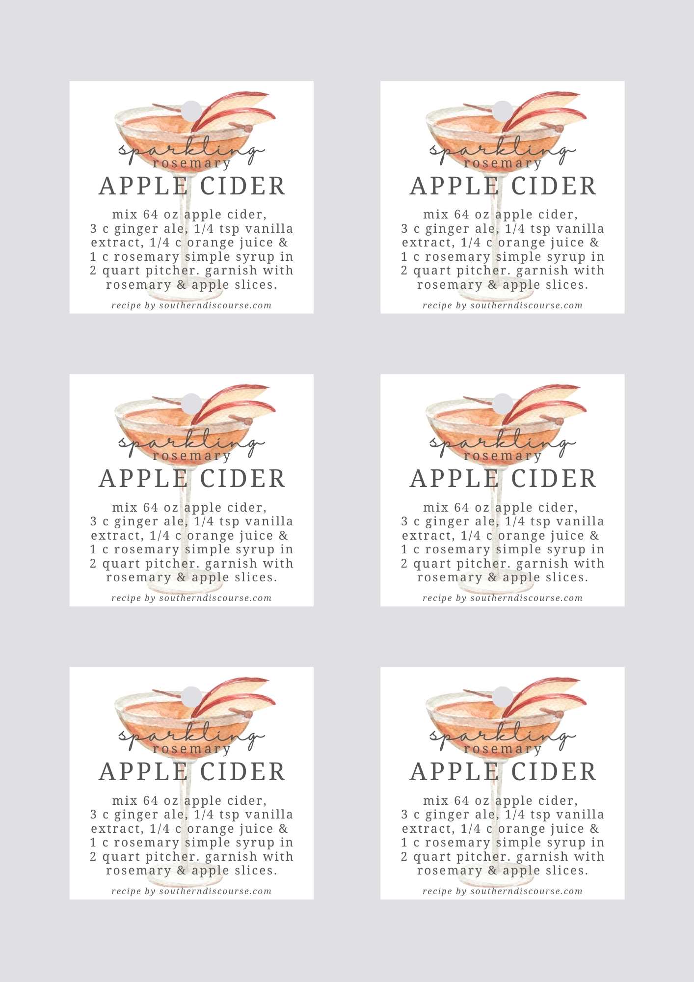 gift tags (sparkling rosemary apple cider)