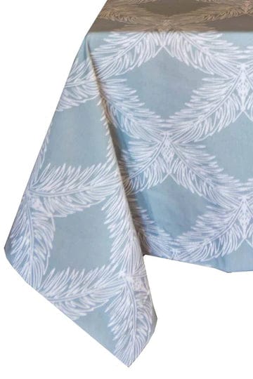 Hen House Linens palm mineral gray printed 60" square tablecloths - topper