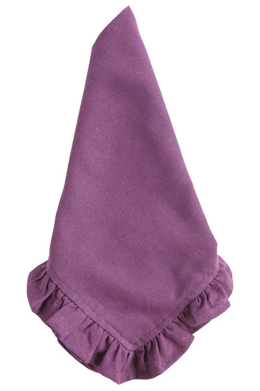 Hen House Linens aubergine purple solid ruffle cloth dinner napkins