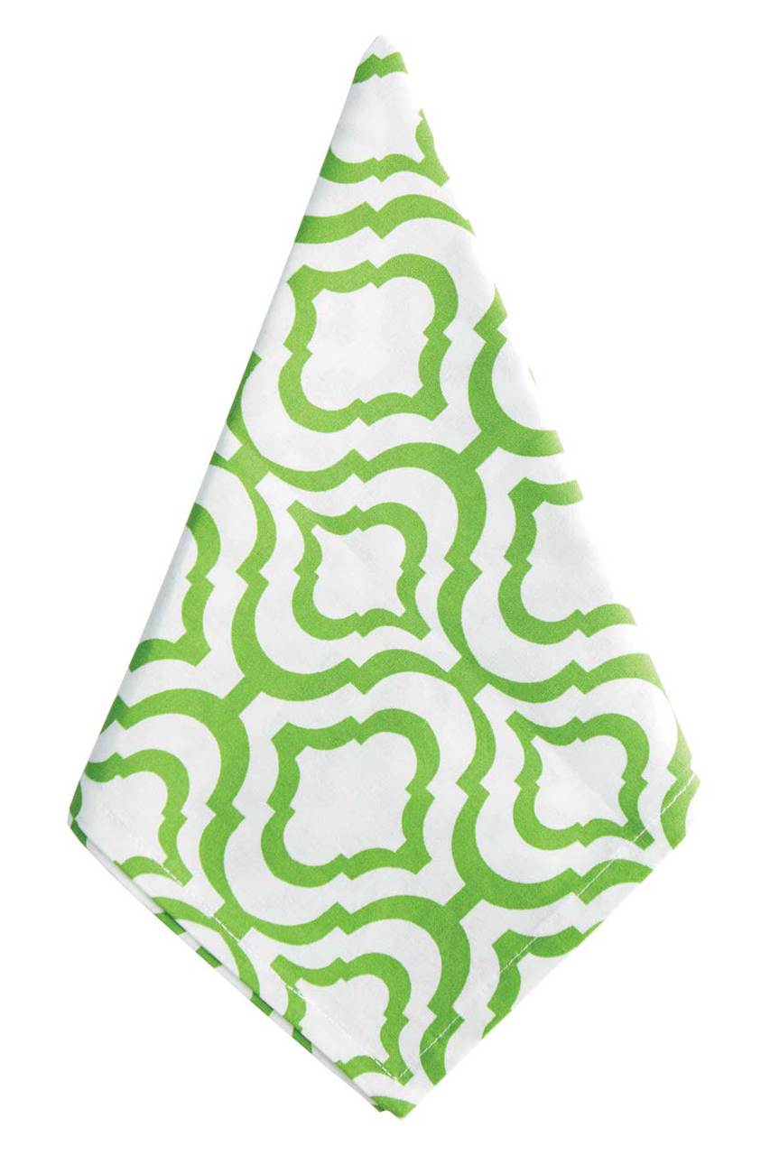Hen House Linens bargello grass green printed cloth dinner napkins