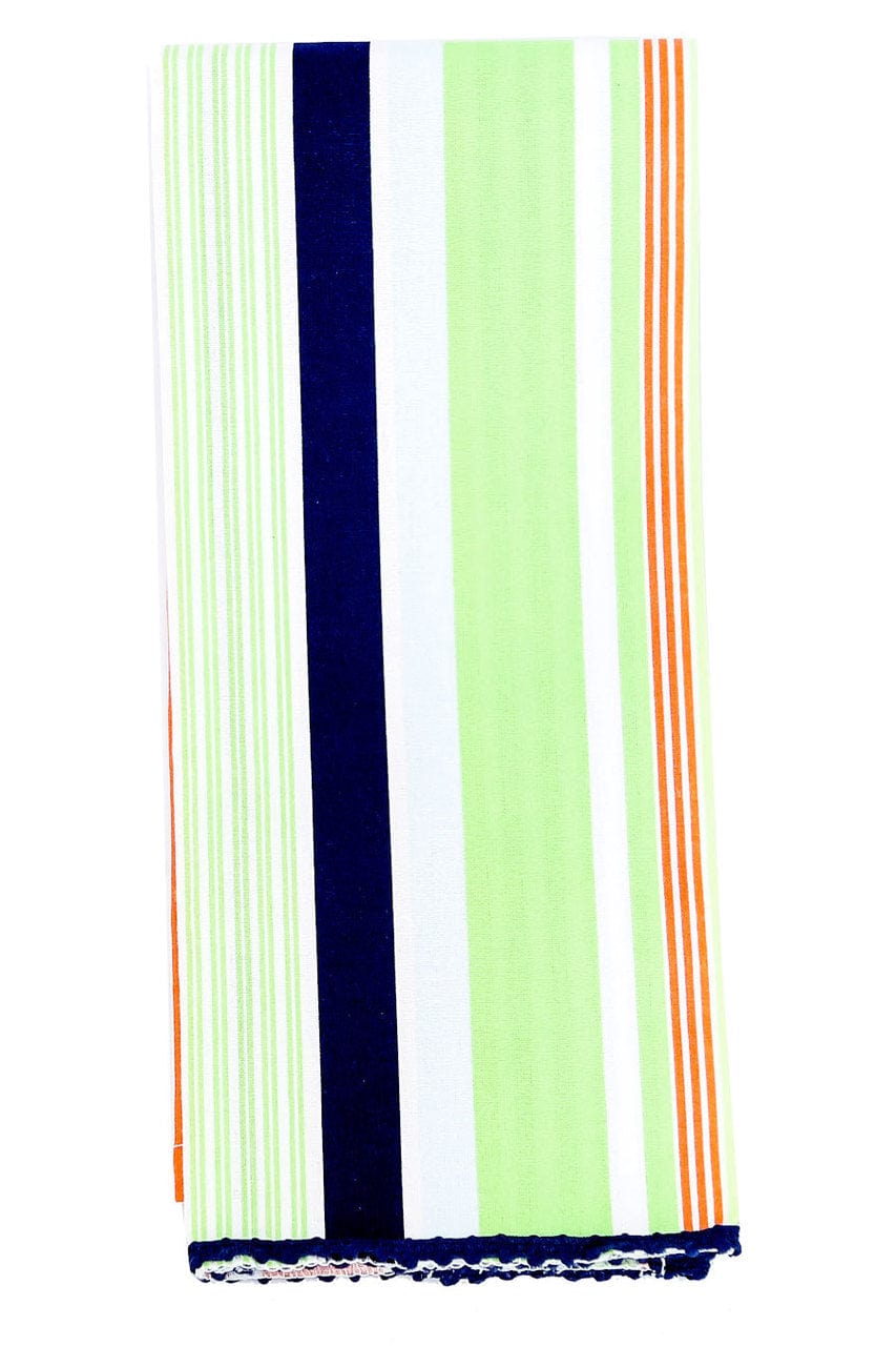 Hen House Linens bold striped navy blue printed cloth guest towels