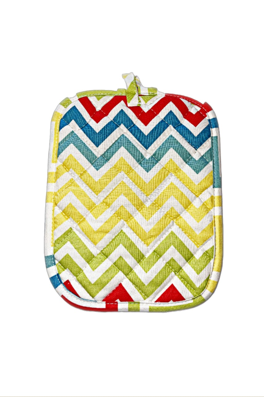 Hen House Linens Chevron Butter printed cloth 7" x 9" regular potholder