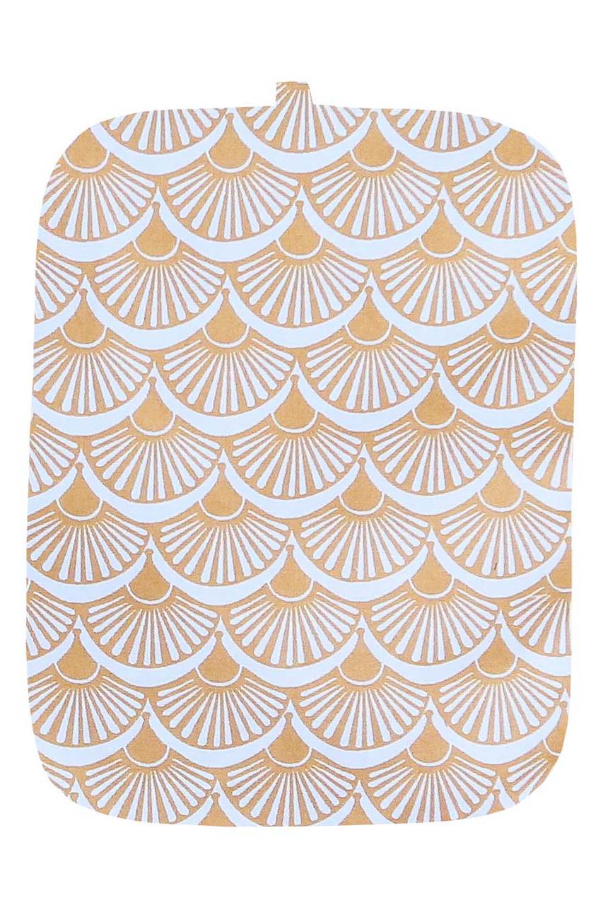 Hen House Linens fandango camel yellow printed cloth 9" x 12" casserole potholders
