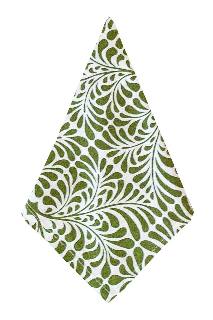 Hen House Linens fern moss green printed cloth dinner napkins