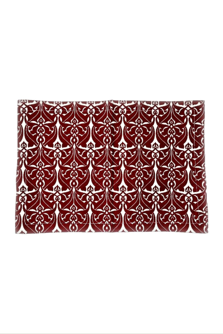 Hen House Linens filigree claret red printed cloth placemats