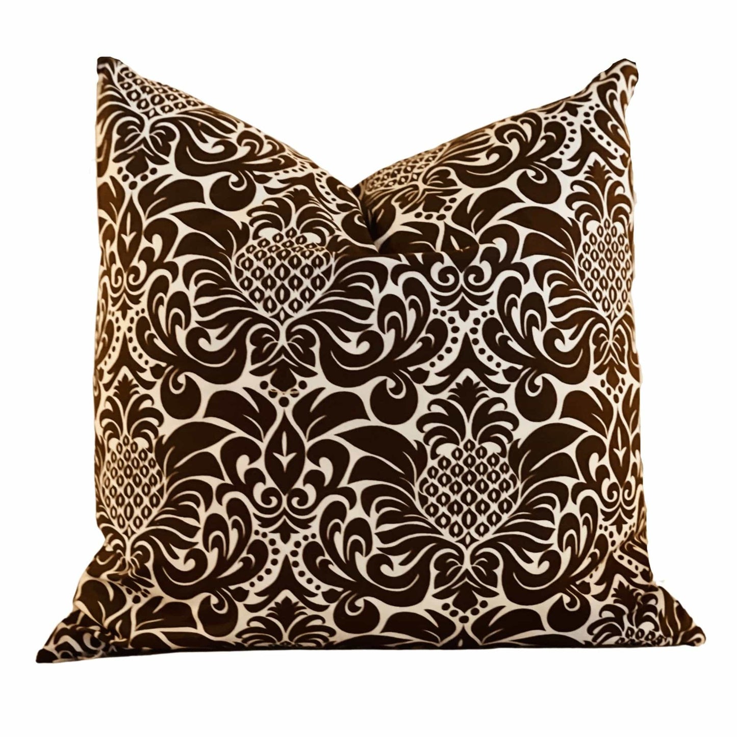 Hen House Linens gracious chocolate brown printed cloth 20" x 20" pillow covers