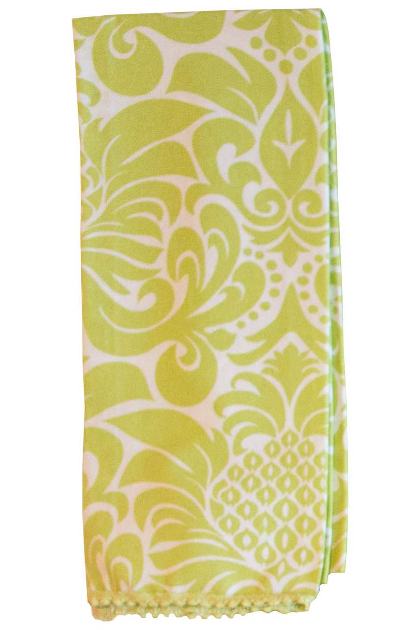 Hen House Linens gracious linden green printed cloth guest towels