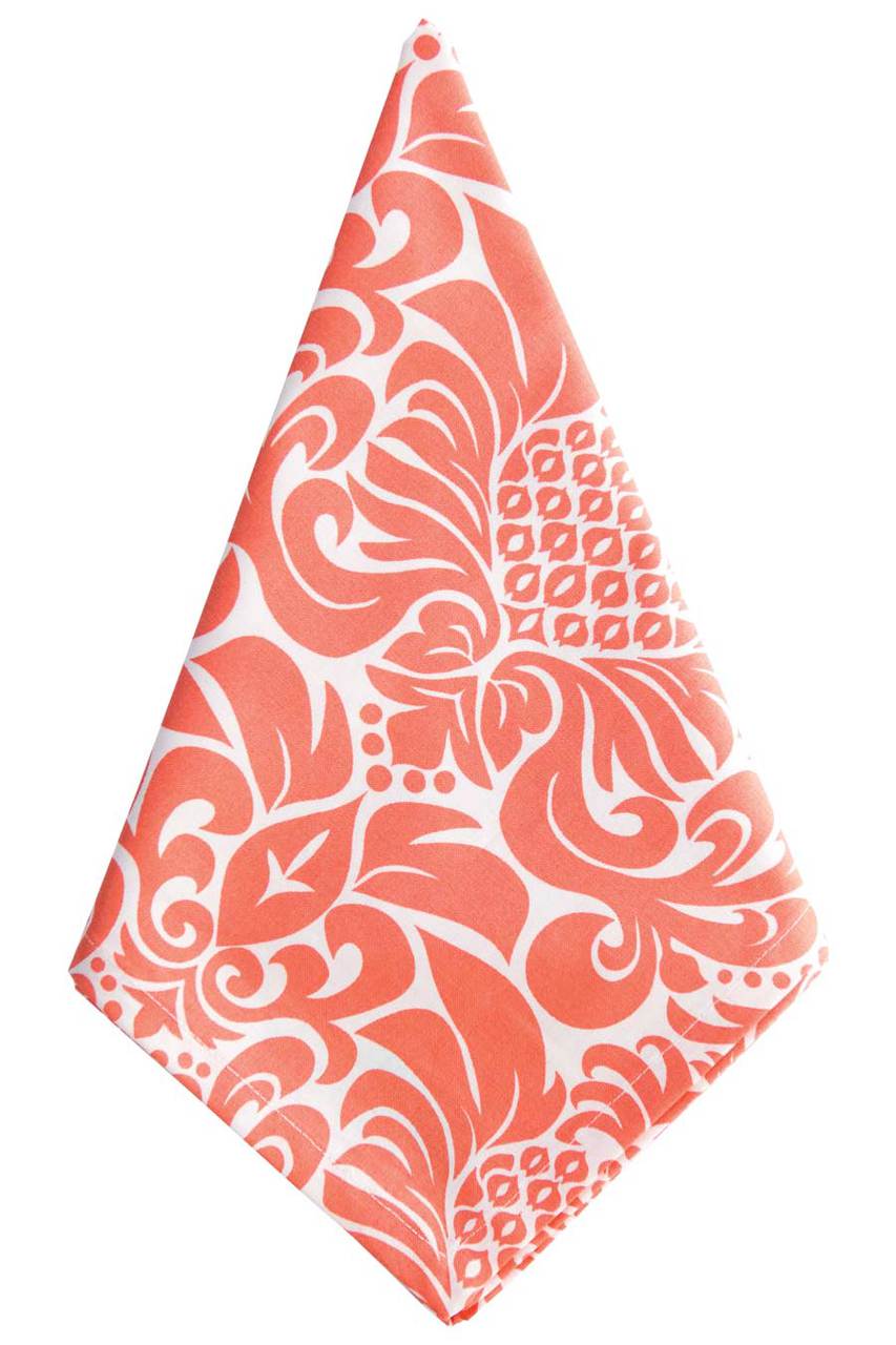 Hen House Linens gracious persimmon peach printed cloth dinner napkins