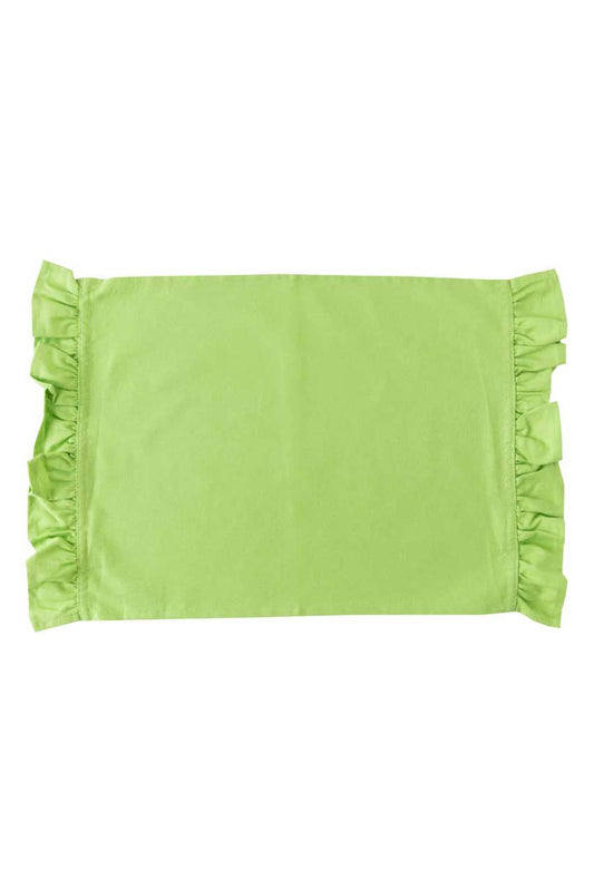Hen House Linens grass green solid ruffle cloth placemats