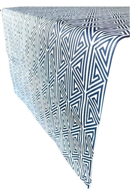 Hen House Linens greek key navy blue printed cloth table runners