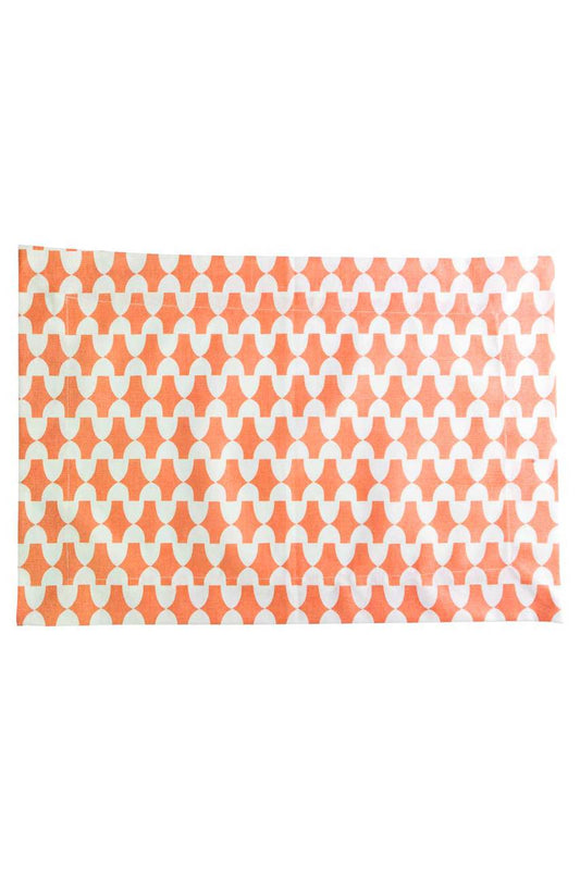 Hen House Linens lantern persimmon peach printed cloth placemats