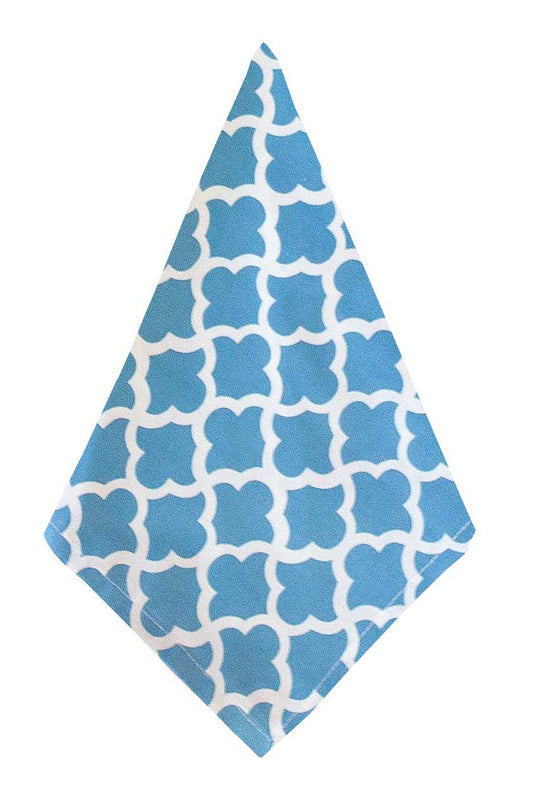 Hen House Linens latticework ocean blue printed cloth dinner napkins