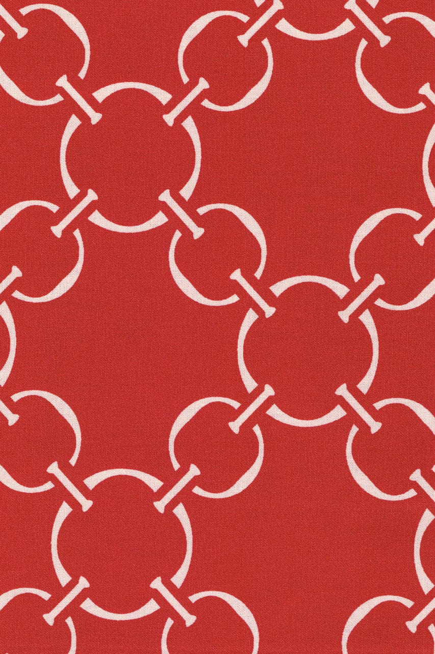 Hen House Linens linked-up scarlet red printed cloth table runners