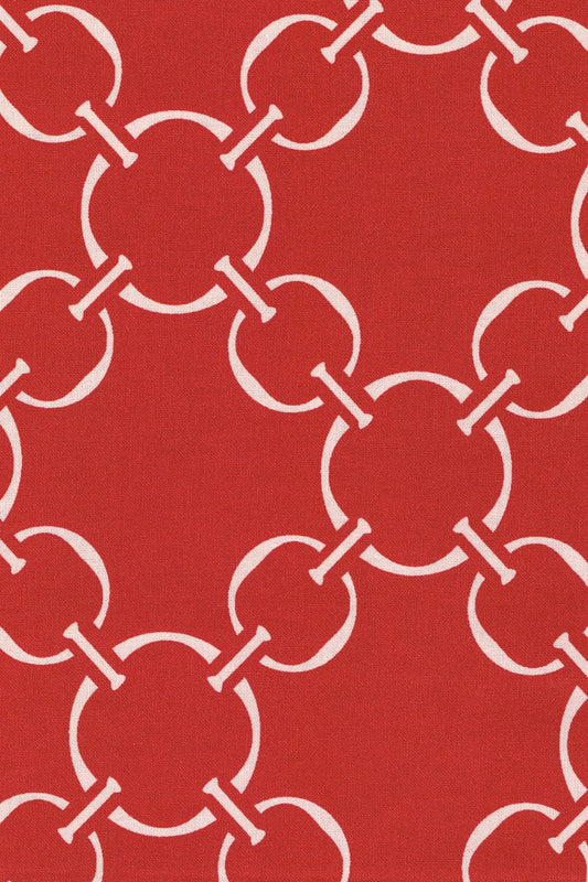 Hen House Linens linked-up scarlet red printed cloth table runners