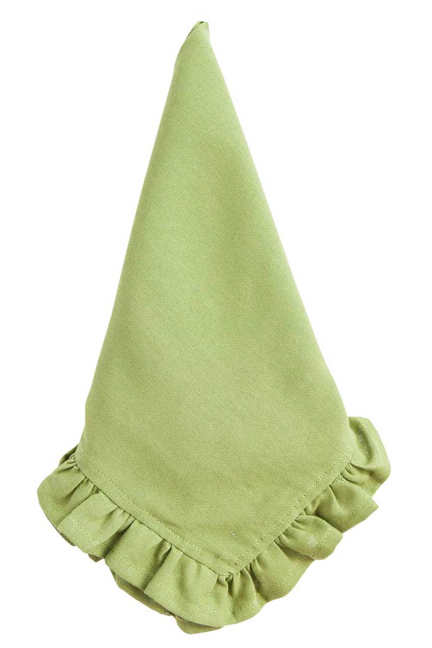 Hen House Linens moss green solid ruffle cloth dinner napkins