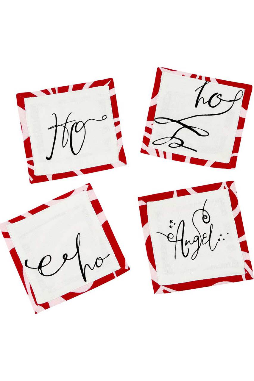 Hen House Linens naughty or nice christmas cloth coasters