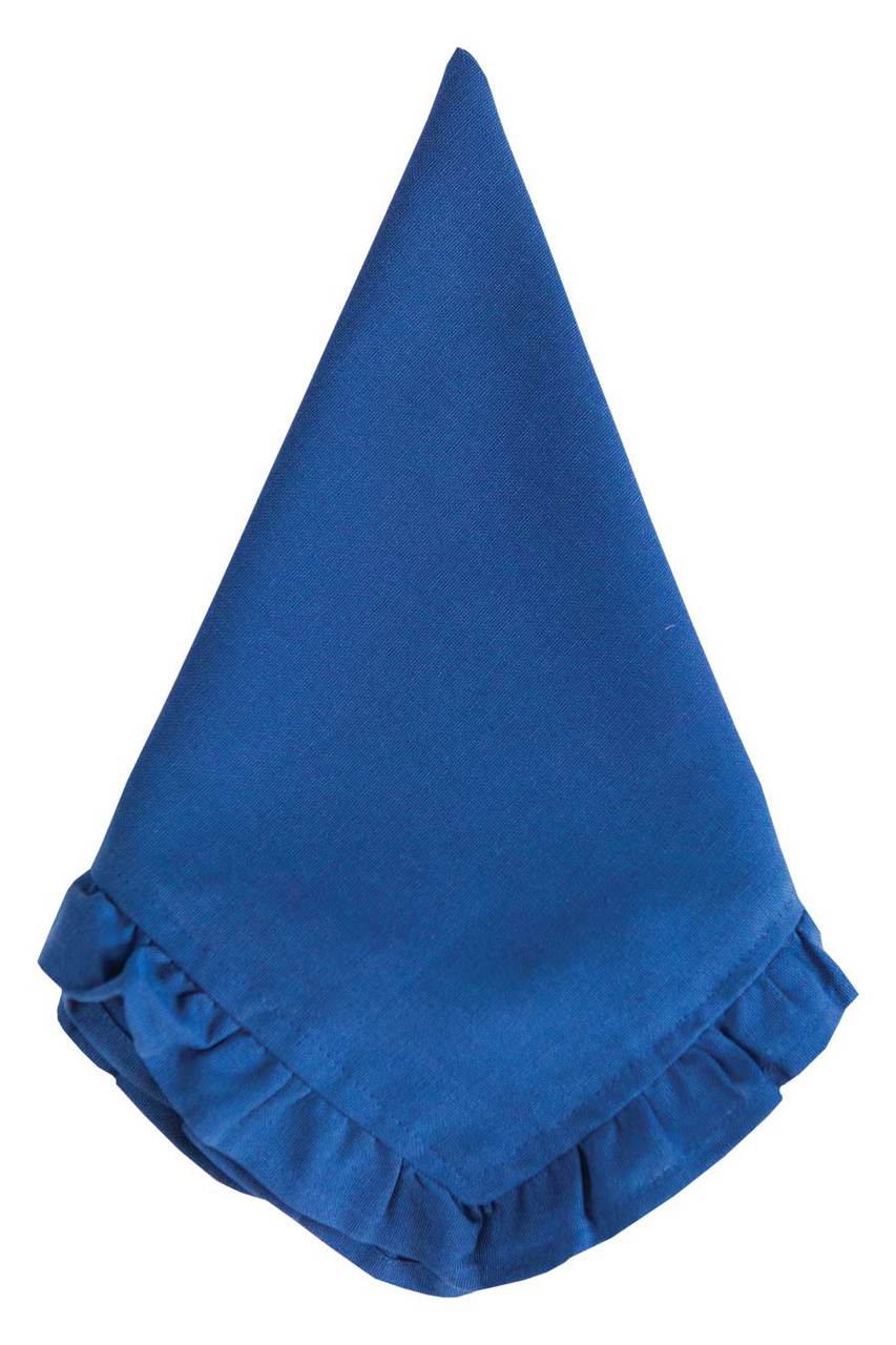 Hen House Linens navy blue solid ruffle cloth dinner napkins
