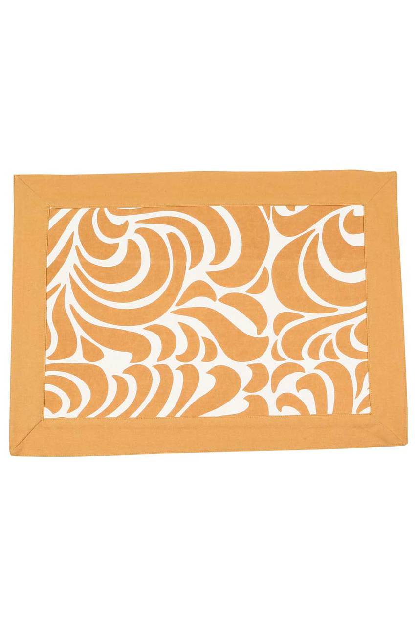 Hen House Linens nouveau camel yellow reversible cloth placemat