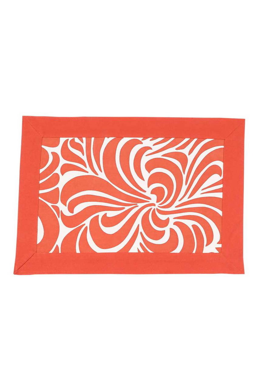 Hen House Linens nouveau ginger orange reversible cloth placemat