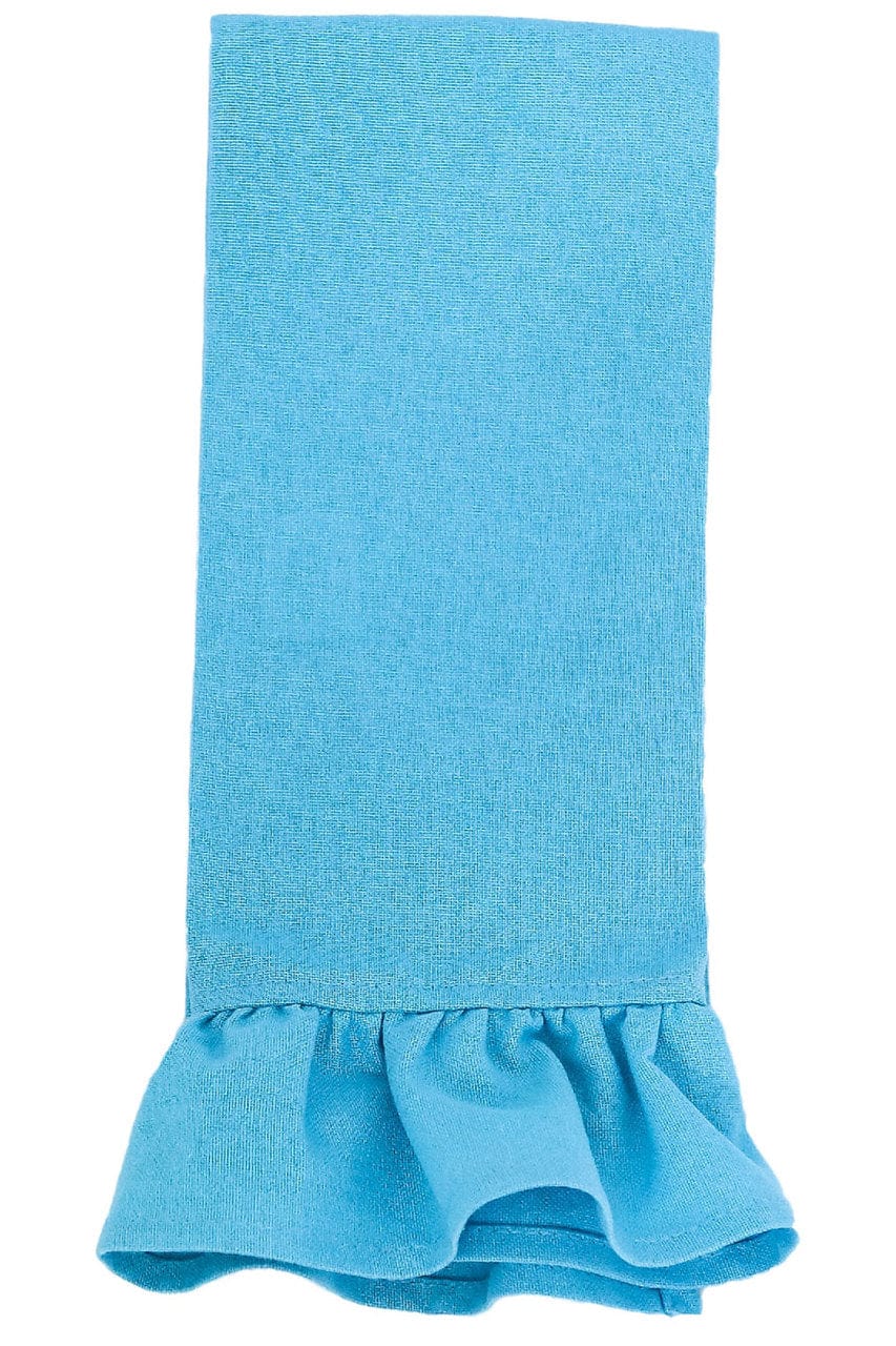 ocean blue solid ruffle cloth guest towels Hen House Linens