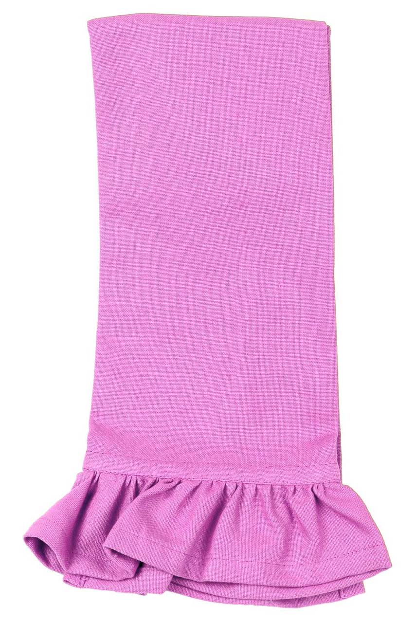 Hen House Linens orchid pink lavender solid ruffle cloth guest towels