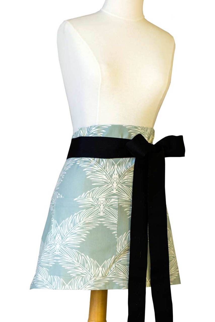 Hen House Linens palm mineral gray printed cloth cocktail aprons