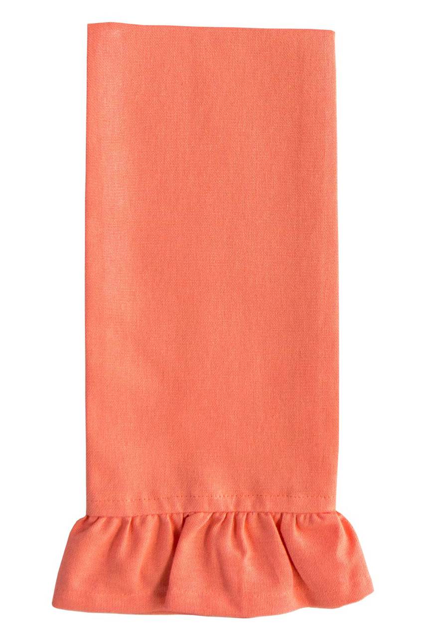 Hen House Linens persimmon peach solid ruffle cloth guest towels