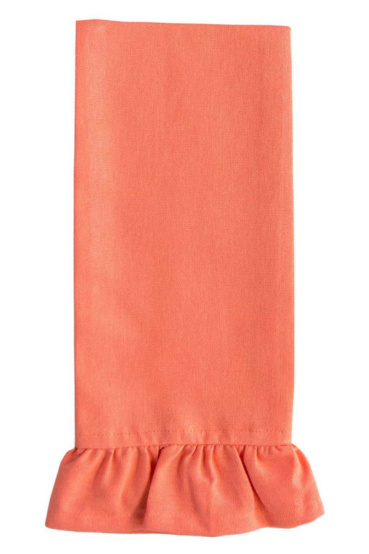 Hen House Linens persimmon peach solid ruffle cloth guest towels