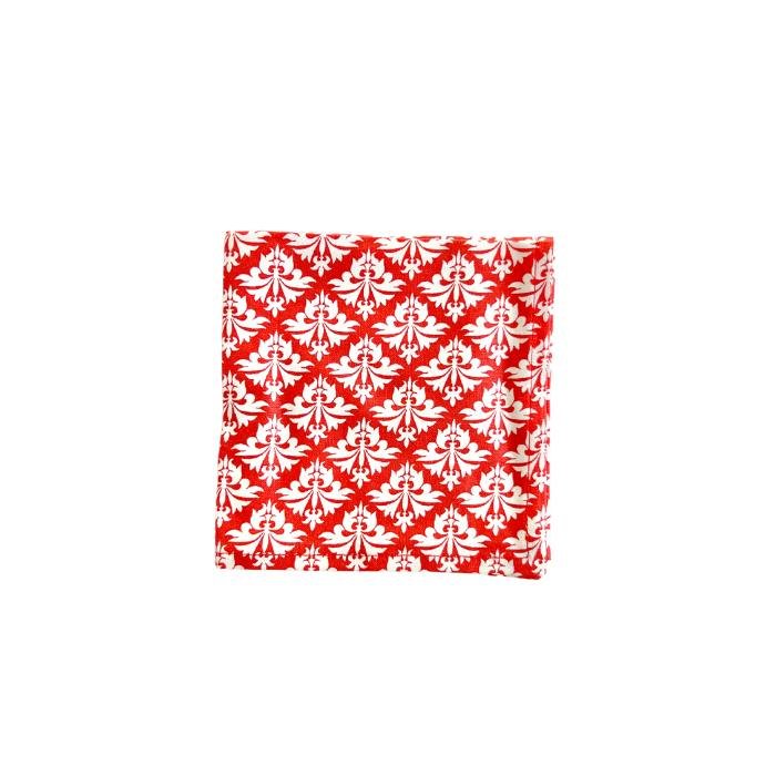 petite fleur-de-lis grenadine orange printed cloth cocktail napkins - Hen House Linens