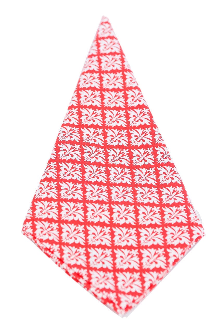 Hen House Linens petite fleur-de-lis grenadine orange printed cloth dinner napkins