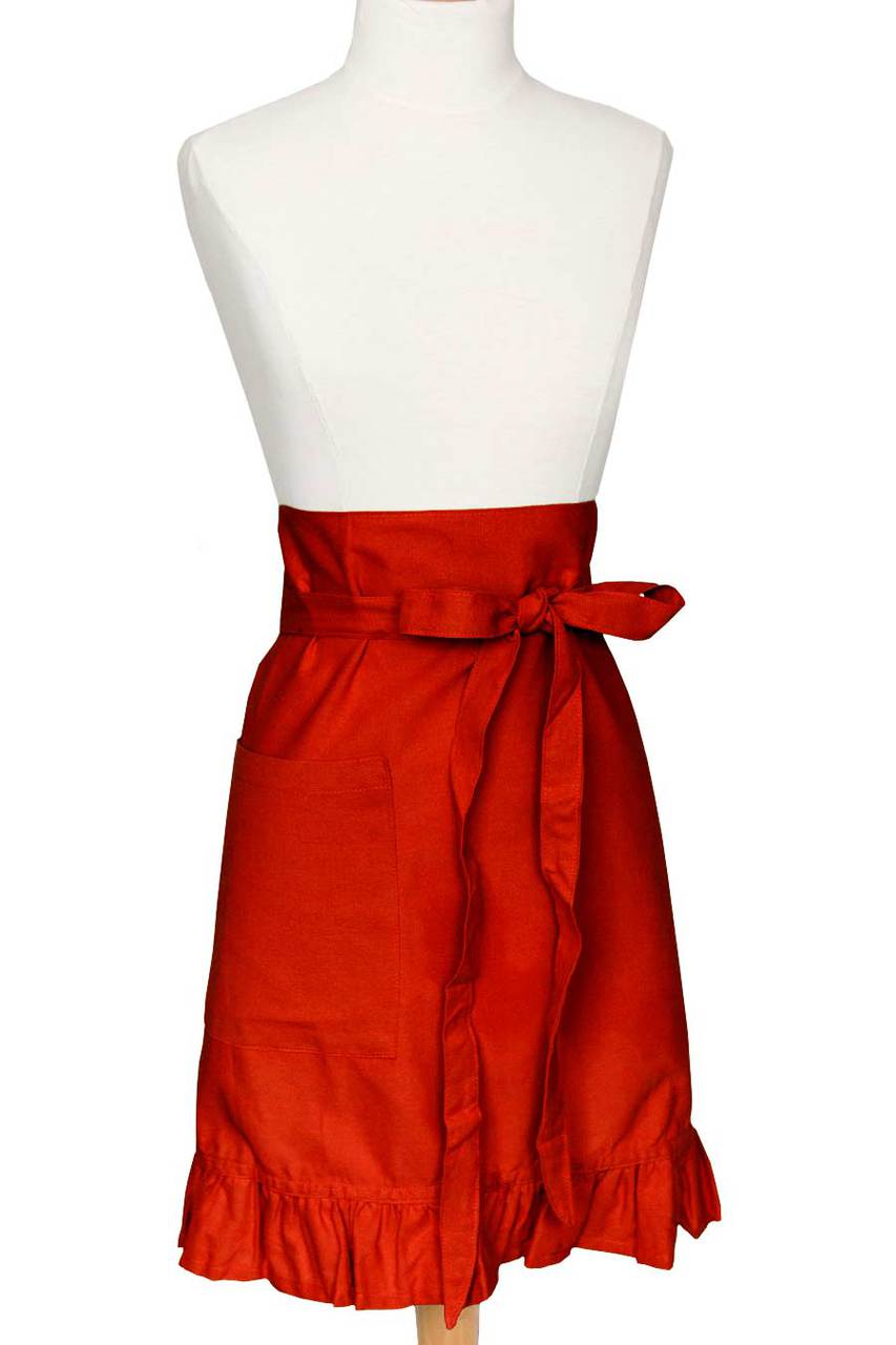 scarlet red solid cloth bistro aprons Hen House Linens scarlet red solid cloth bistro aprons Hen House Linens