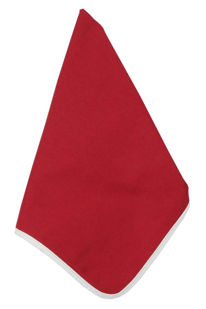 Hen House Linens scarlet red solid with white trim cloth dinner napkins