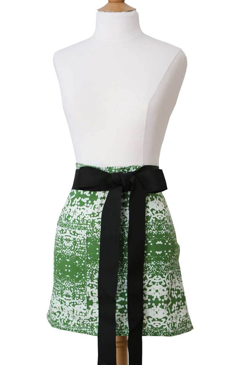 Hen House Linens snowfall peridot green printed cloth cocktail aprons