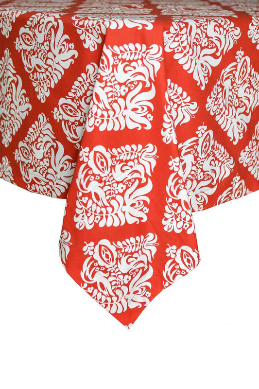 Hen House Linens turtledove ginger orange printed 70" round tablecloths