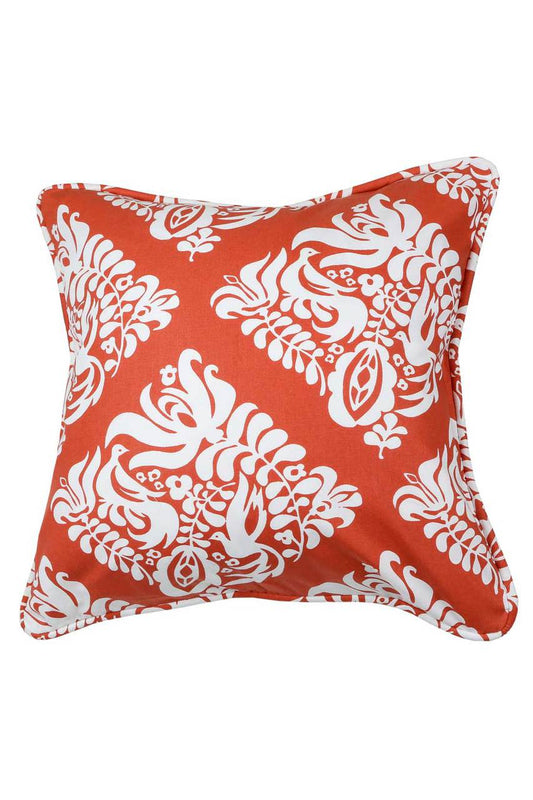 Hen House Linens turtledove ginger orange printed cloth 16" x 16" piped pillow covers