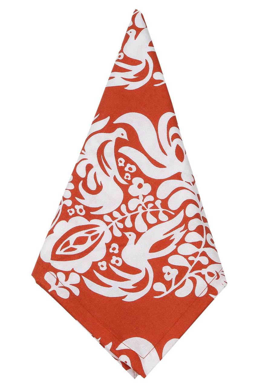 Hen House Linens turtledove ginger orange printed cloth dinner napkins