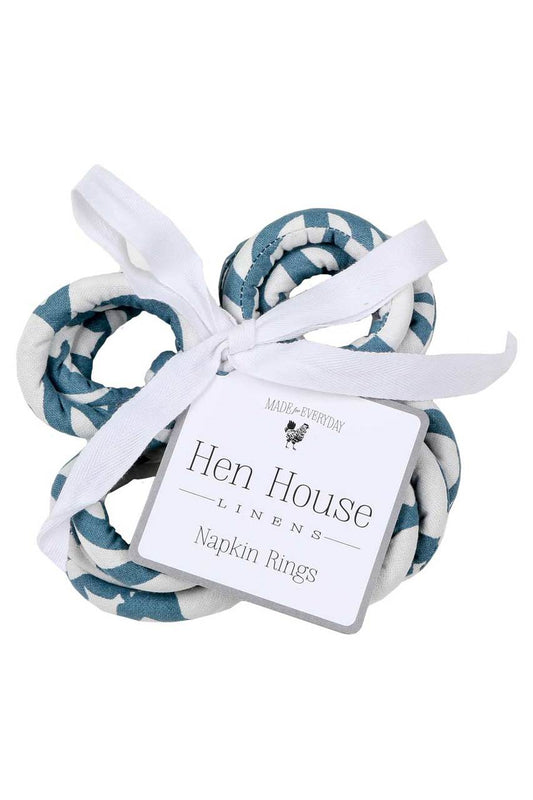 Hen House Linens vixen midnight blue printed cloth napkin rings