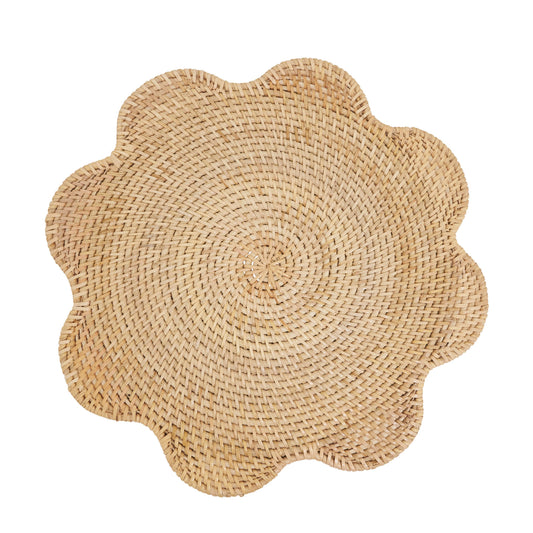 scalloped rattan round placemats natural rattan 15"