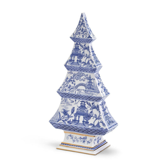 chinoiserie blue white christmas tree