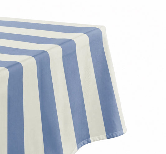 cabana stripe cornflower blue printed rectangle tablecloths 70" x 90"