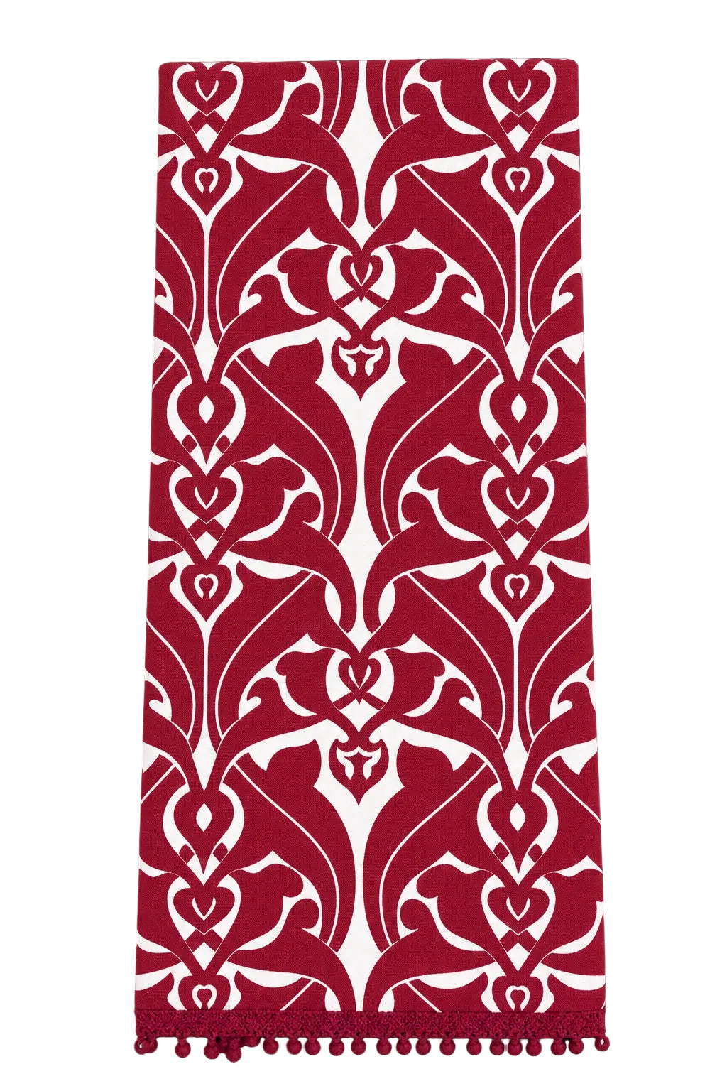 filigree claret red printed cloth guest towels