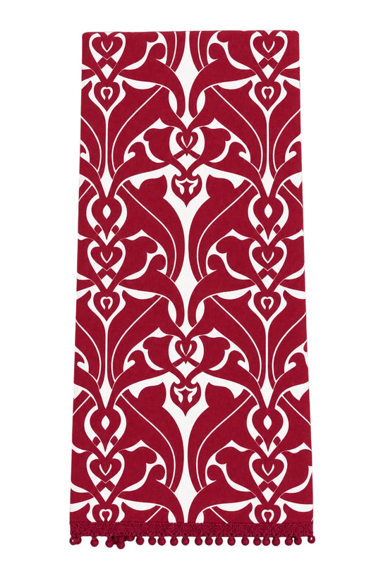 filigree claret red printed cloth guest towels
