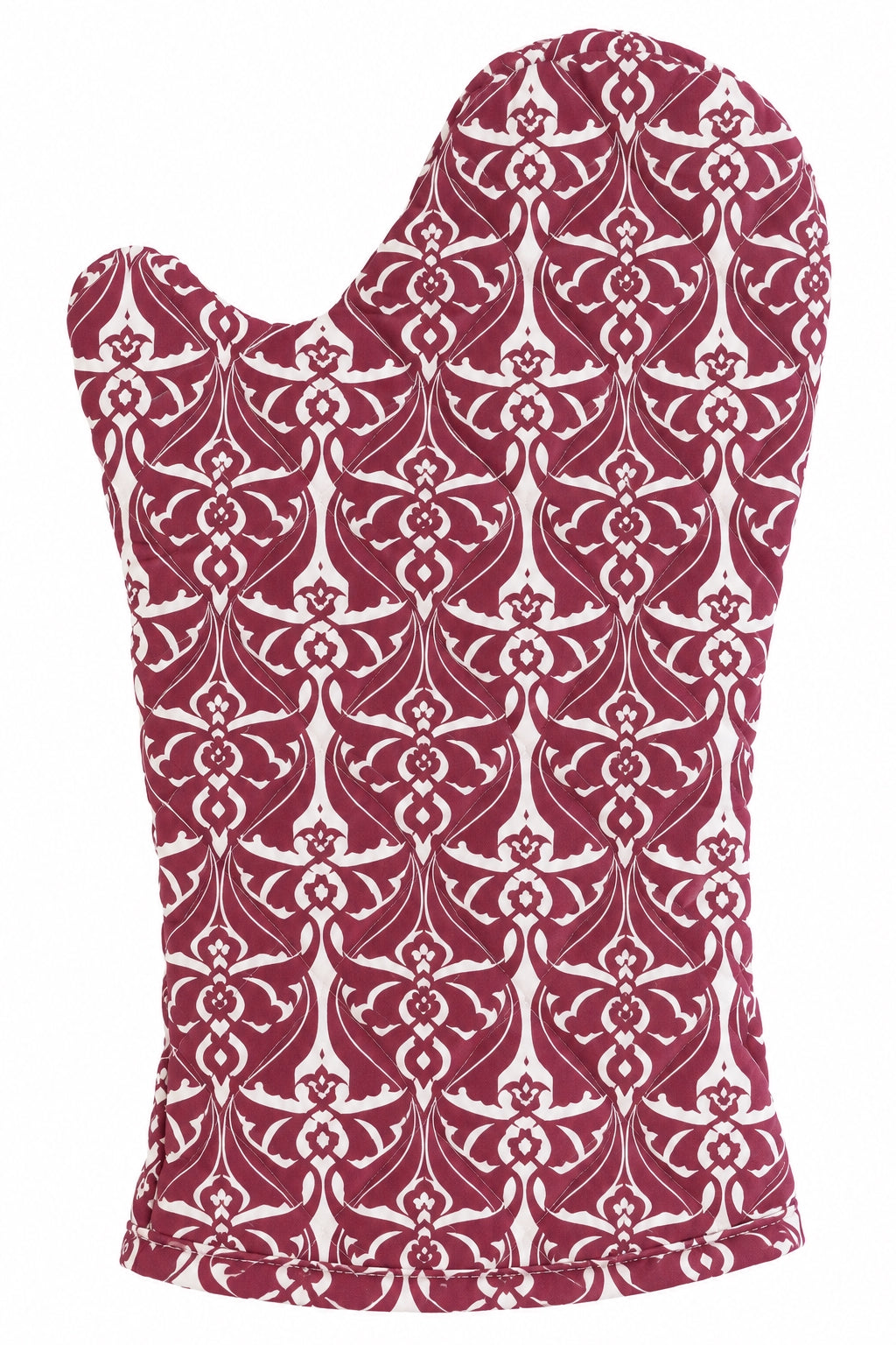 filigree claret red printed cloth oven mitt
