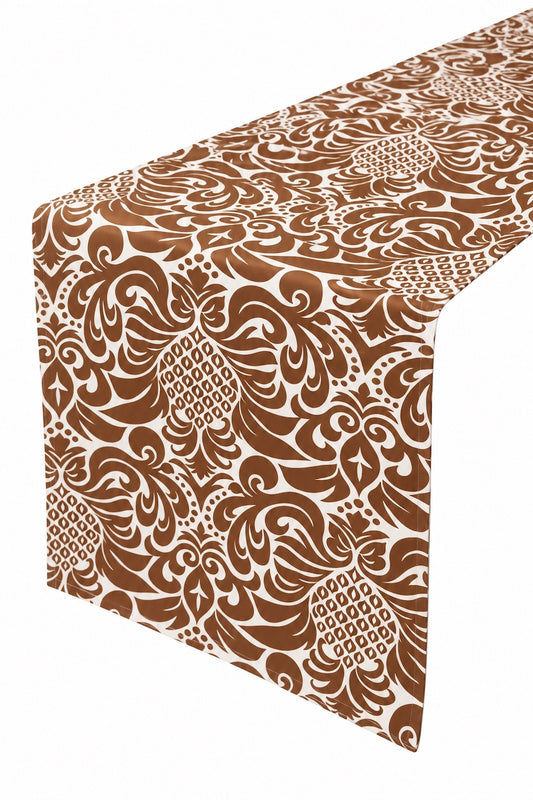 gracious chocolate brown printed cloth table runners