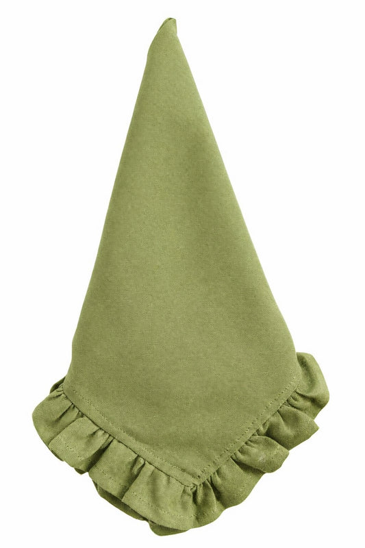 moss green solid ruffle cloth dinner napkins