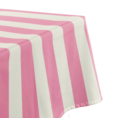 cabana stripe blush pink printed rectangle tablecloths 70" x 90"
